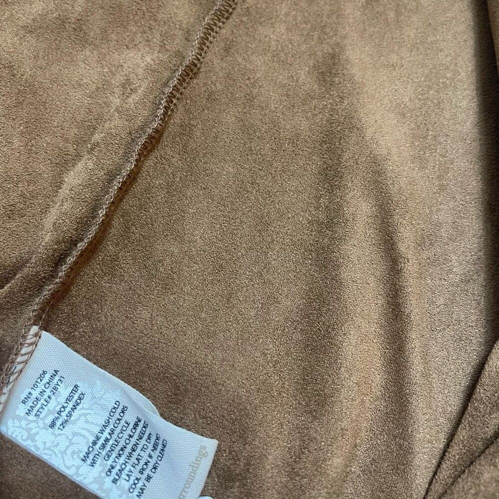 Soft Surroundings Faux Suede Embroidered Cuff Open Draped Cardigan Jacket Sz L - Picture 10 of 12